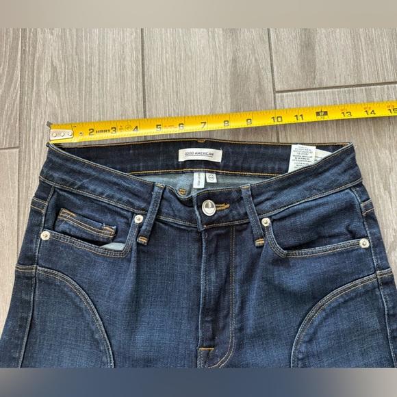 Good American|Good legs crop curvy piecing split hem skinny jeans,dark wash••• - Picture 15 of 16